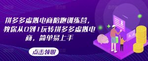 拼多多虚拟电商陪跑训练营，教你从0到1玩转拼多多虚拟电商，简单易上手（更新）-最全资源库