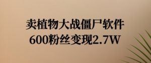卖植物大战僵尸软件，600粉丝变现2.7W【揭秘】-最全资源库