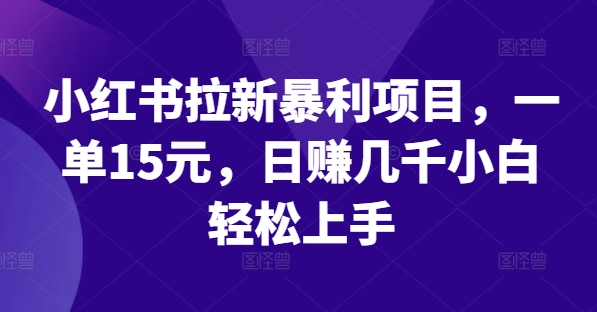 小红书拉新暴利项目，一单15元，日赚几千小白轻松上手【揭秘】-最全资源库