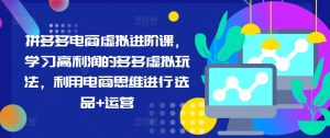 拼多多电商虚拟进阶课,学习高利润的多多虚拟玩法,利用电商思维进行选品+运营-最全资源库