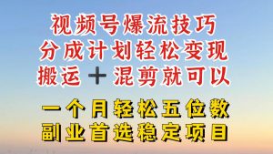 视频号分成最暴力赛道，几分钟出一条原创，最强搬运+混剪新方法，谁做谁爆【揭秘】-最全资源库