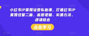 小红书IP变现运营私教课，打通红书IP变现任督二脉，底层逻辑、实操方法、战训结合-最全资源库