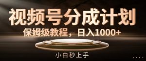 视频号分成计划保姆级教程,日入1K,小白秒上手【揭秘】-最全资源库