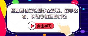 短剧原创解说制作全流程,新手必看,快速掌握短剧解说-最全资源库