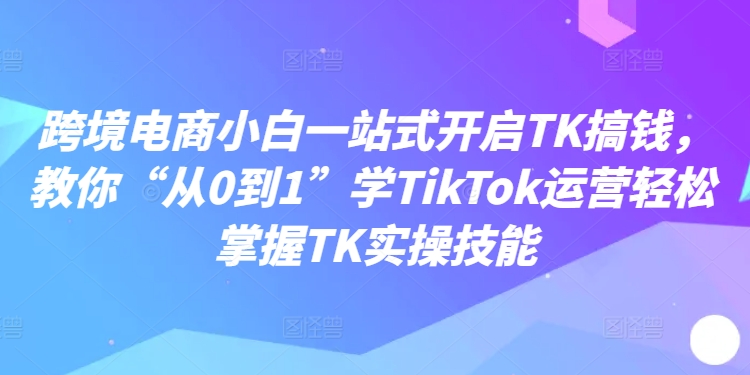 跨境电商小白一站式开启TK搞钱,教你“从0到1”学TikTok运营轻松掌握TK实操技能-最全资源库