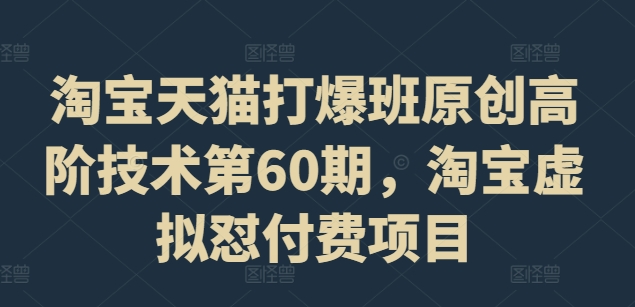 淘宝天猫打爆班原创高阶技术第60期，淘宝虚拟怼付费项目-最全资源库