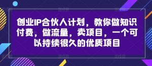 创业IP合伙人计划，教你做知识付费，做流量，卖项目，一个可以持续很久的优质项目-最全资源库