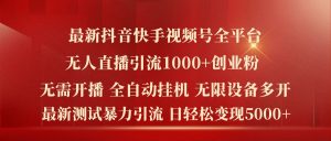 最新抖音快手视频号全平台无人直播引流1000+精准创业粉,日轻松变现5k+【揭秘】-最全资源库