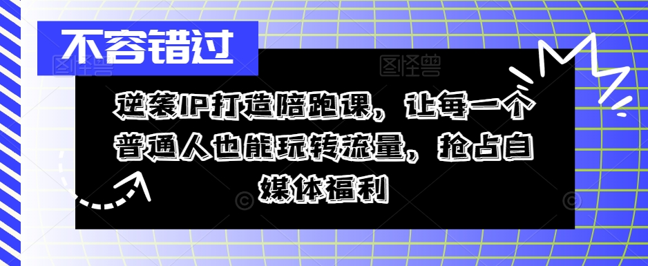 逆袭IP打造陪跑课，让每一个普通人也能玩转流量，抢占自媒体福利-最全资源库
