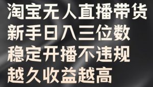 淘宝无人直播带货，新手日入三位数，稳定开播不违规，越久收益越高【揭秘】-最全资源库