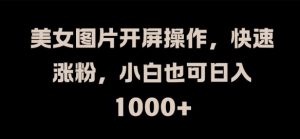 美女图片开屏操作，快速涨粉，小白也可日入1k【揭秘】-最全资源库