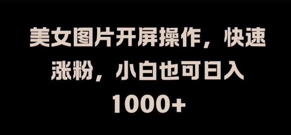美女图片开屏操作，快速涨粉，小白也可日入1k【揭秘】-最全资源库