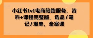 小红书1v1电商陪跑服务，资料+课程完整版，选品/笔记/爆单，全案课-最全资源库
