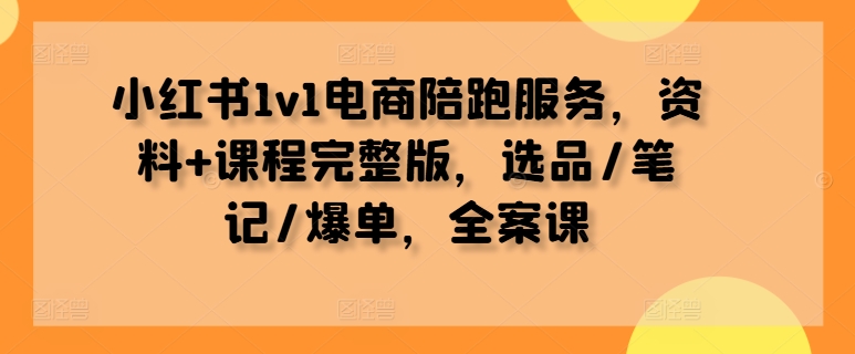 小红书1v1电商陪跑服务，资料+课程完整版，选品/笔记/爆单，全案课-最全资源库