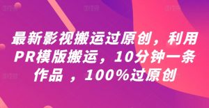 最新影视搬运过原创,利用PR模版搬运,10分钟一条作品 ,100%过原创【教程+PR模板】-最全资源库