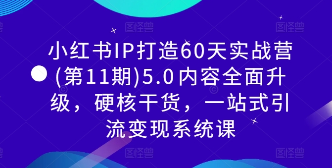 小红书IP打造60天实战营(第11期)5.0​内容全面升级，硬核干货，一站式引流变现系统课-最全资源库