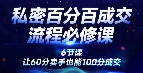 私密百分百成交流程线上训练营，绝对成交，让60分卖手也能100分成交-最全资源库