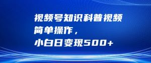视频号知识科普视频，简单操作，小白日变现500+【揭秘】-最全资源库