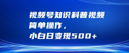 视频号知识科普视频，简单操作，小白日变现500+【揭秘】-最全资源库