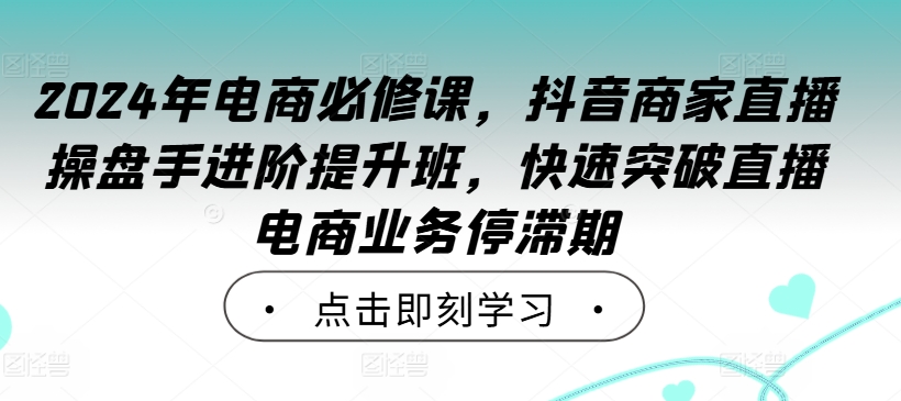 2024年电商必修课,抖音商家直播操盘手进阶提升班,快速突破直播电商业务停滞期-最全资源库