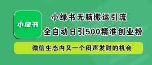 小绿书无脑搬运引流，全自动日引500精准创业粉，微信生态内又一个闷声发财的机会【揭秘】-最全资源库