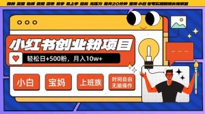 小红书创业粉项目日+500粉,每天20分钟躺赚长尾收益,无脑操作,宝妈,小白抓紧冲【揭秘】-最全资源库