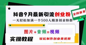 抖音9月最新引流创业粉，轻松制作创业类视频，一天轻松加满一个500人精准创业粉群【揭秘】-最全资源库