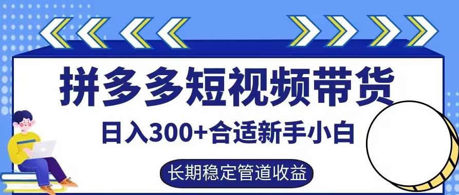 拼多多短视频带货日入300+有长期稳定被动收益，合适新手小白【揭秘】-最全资源库