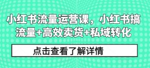 小红书流量运营课，小红书搞流量+高效卖货+私域转化-最全资源库