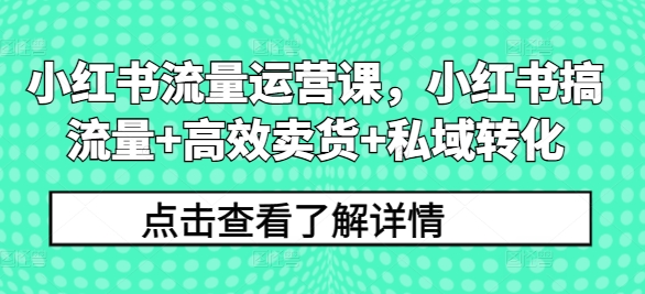 小红书流量运营课，小红书搞流量+高效卖货+私域转化-最全资源库