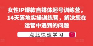女性IP爆款自媒体起号训练营，14天落地实操训练营，解决您在运营中遇到的问题-最全资源库