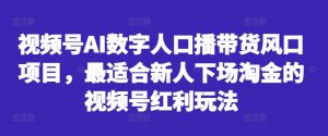 视频号AI数字人口播带货风口项目，最适合新人下场淘金的视频号红利玩法-最全资源库
