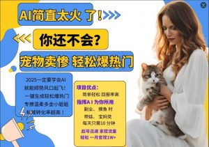 小红书AI宠物卖惨打工项目，一键生成轻松爆热门，专撩温柔多金小姐姐，私域转化率超高-最全资源库
