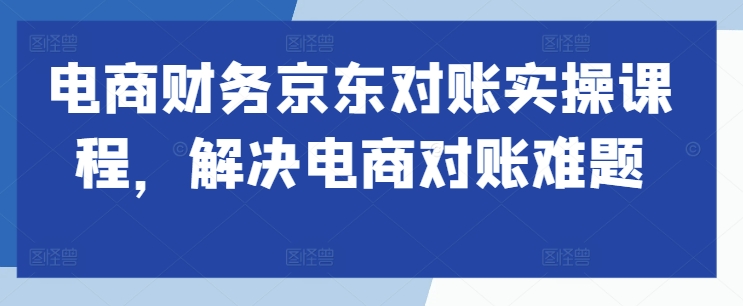 电商财务京东对账实操课程，解决电商对账难题-最全资源库
