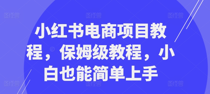 小红书电商项目教程,保姆级教程,小白也能简单上手-最全资源库