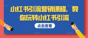 小红书引流营销课程，教你玩转小红书引流-最全资源库