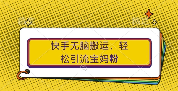 快手无脑搬运，轻松引流宝妈粉，纯小白轻松上手【揭秘】-最全资源库