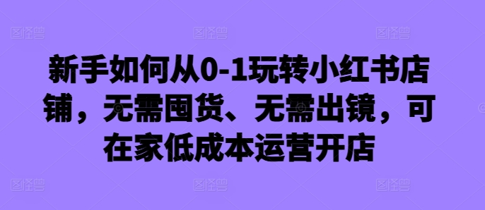 新手如何从0-1玩转小红书店铺,无需囤货、无需出镜,可在家低成本运营开店-最全资源库