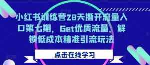 小红书训练营28天撕开流量入口第七期,Get优质流量,解锁低成本精准引流玩法-最全资源库