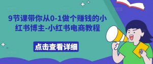 9节课带你从0-1做个赚钱的小红书博主-小红书电商教程-最全资源库