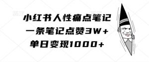 小红书人性痛点笔记，一条笔记点赞3W+，单日变现1k-最全资源库