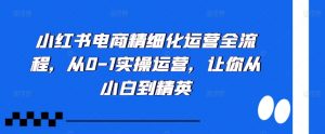 小红书电商精细化运营全流程，从0-1实操运营，让你从小白到精英-最全资源库