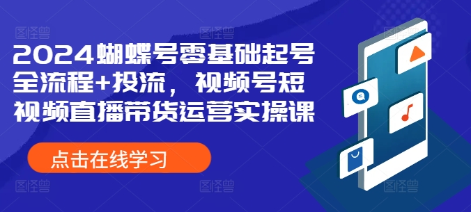 2024蝴蝶号零基础起号全流程+投流，视频号短视频直播带货运营实操课-最全资源库