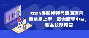 2024最新视频号蓝海项目，简单易上手，适合新手小白，收益长期稳定-最全资源库