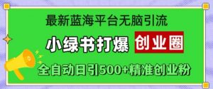 最新蓝海平台无脑引流，小绿书打爆创业圈，全自动日引500+精准创业粉-最全资源库