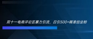 双十一电商评论区暴力引流,日引500+精准创业粉【揭秘】-最全资源库