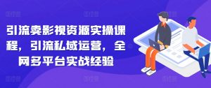引流卖影视资源实操课程，引流私域运营，全网多平台实战经验-最全资源库