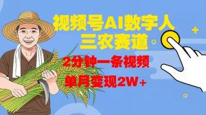 视频号AI数字人玩转三农赛道，2分钟一条视频，单月变现2W+-最全资源库