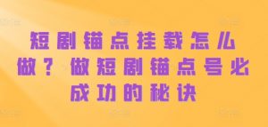 短剧锚点挂载怎么做?做短剧锚点号必成功的秘诀-最全资源库