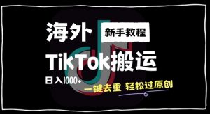 2024最新海外TikTok搬运玩法,一键去重轻松过原创,新手无经验也能日入1k【揭秘】-最全资源库
